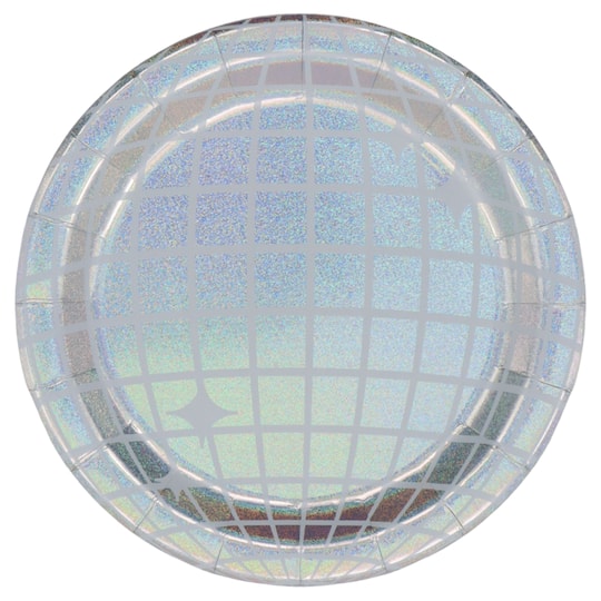 24 Packs: 8 ct. (192 total) 7" Iridescent Disco Ball Snack Plates by Celebrate It™